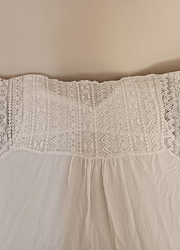 Beyaz Dantelli Elbise - Görsel 4