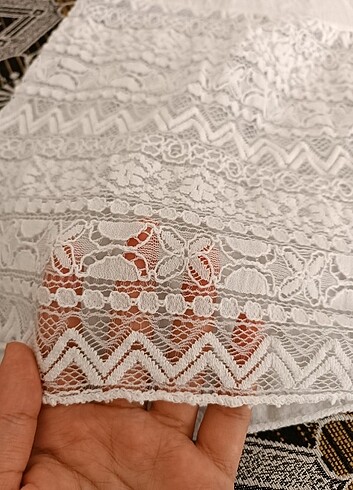 Beyaz Dantelli Elbise - Görsel 6