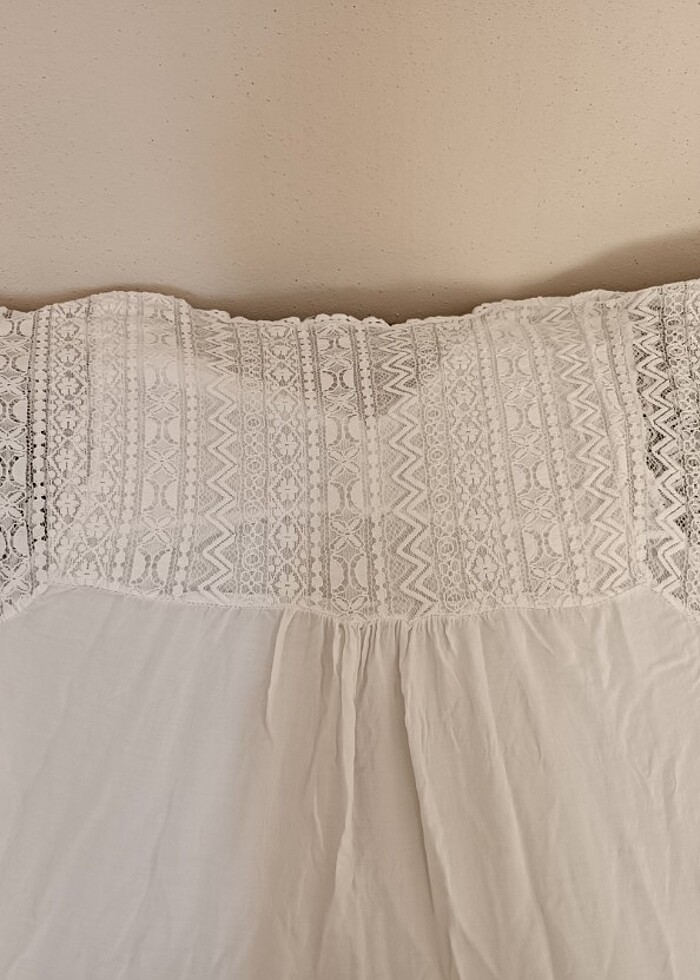 Beyaz Dantelli Elbise - Görsel 4
