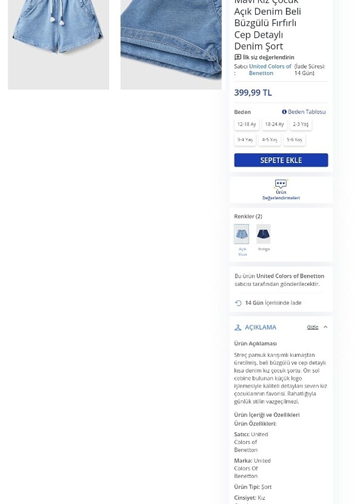 Benetton Şort - Görsel 3