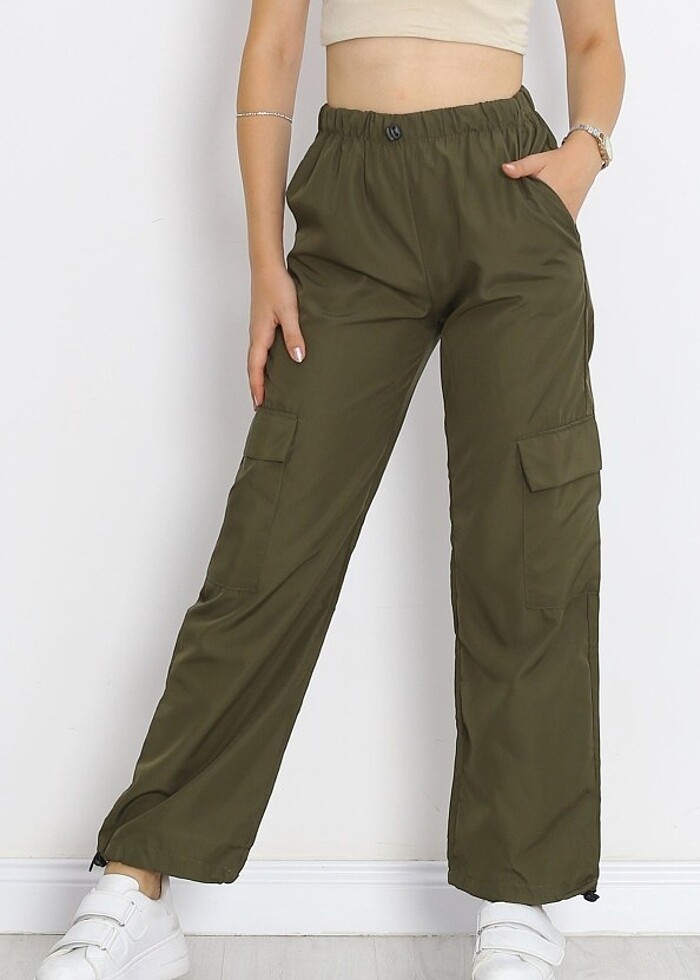 Kargo Cep Paraşüt Kumaş Pantolon Haki - Görsel 2