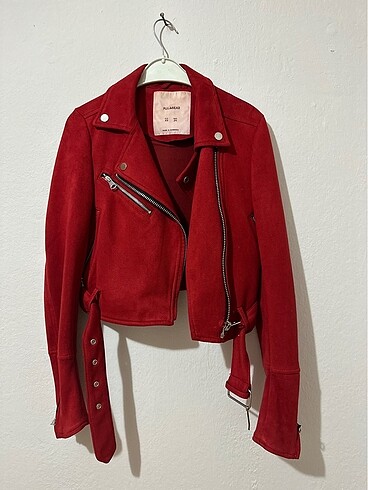 Pull and Bear Nubuk Kısa biker ceket