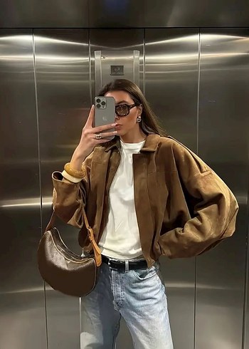 Zara zara orijinal süet ceket kahverengi