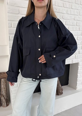 Pull and Bear Premium Kalite Lacivert Kadın Ceket