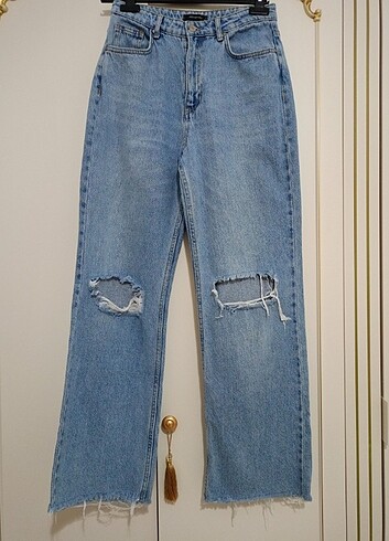 Yüksel bel wide leg jean
