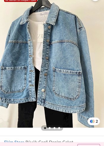 Düğmeli Oversize Kot Ceket - Görsel 2