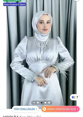 Uzun Gri Saten Elbise - Görsel 2