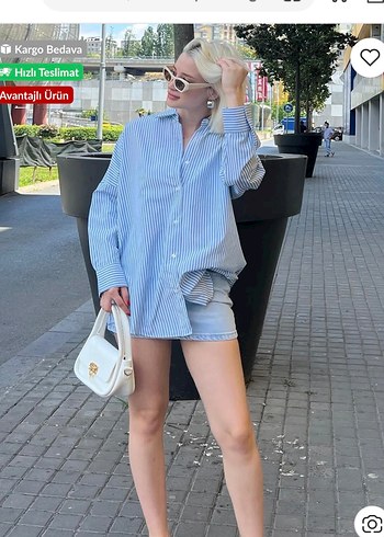 Desenli açık Mavi gömlek - Görsel 2