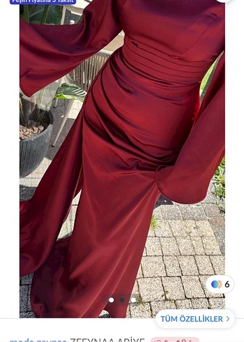 Bordo Tesettür Uzun Abiye Elbise - Görsel 2