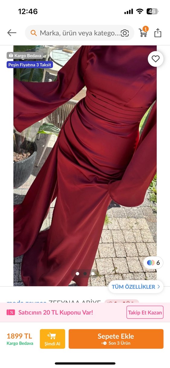 Bordo Tesettür Uzun Abiye Elbise - Görsel 2