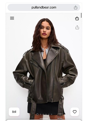 Pull and Bear Pull and bear Distressed suni deri biker ceket