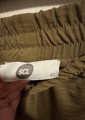 Saten görünümlü bel  lastik pantolon - Görsel 4