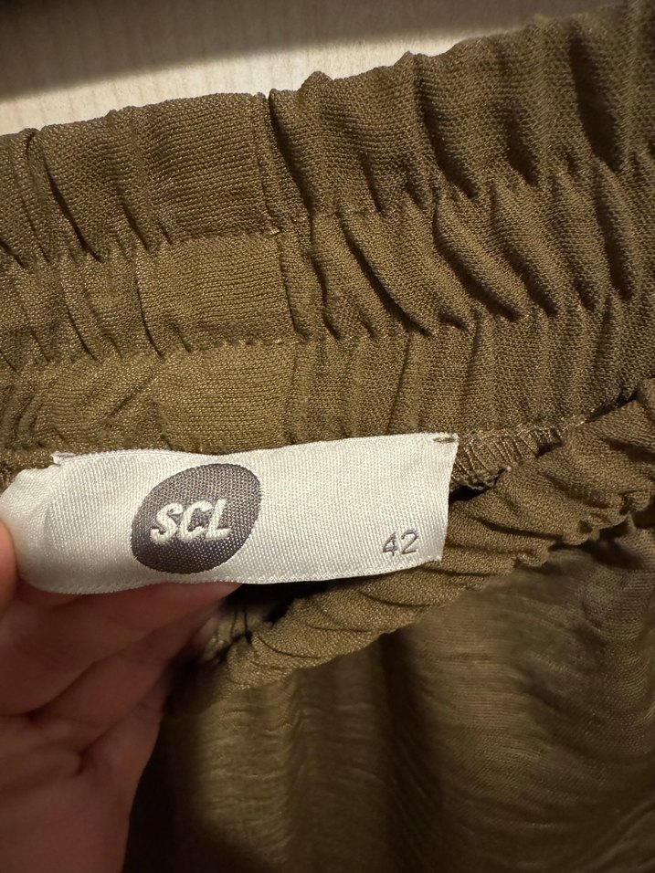 Saten görünümlü bel  lastik pantolon - Görsel 4