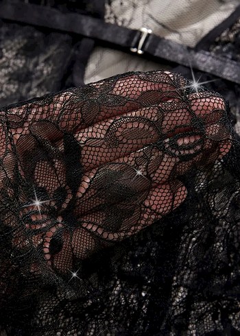 xl Beden siyah Renk Siyah Dantelli Gotik Midi Gecelik