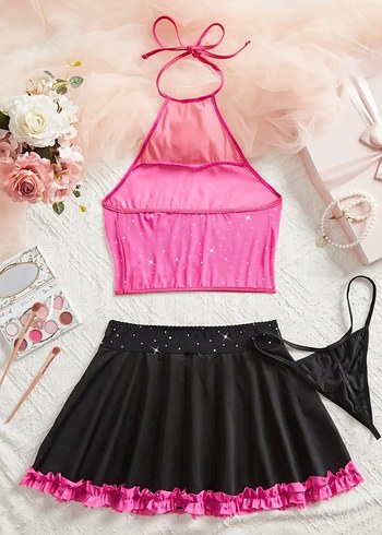 Pembe Mini Straplez Bustiyer - Görsel 2