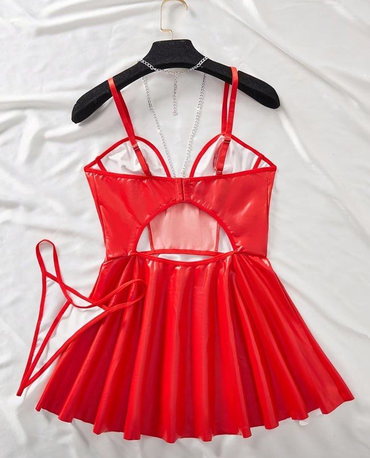 Kırmızı Zincir Detaylı Mini Bustiyer - Görsel 2