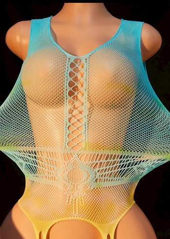 Pastel Renkli  Dantel Detaylı Monokini vucut çorabı fantezi - Görsel 5