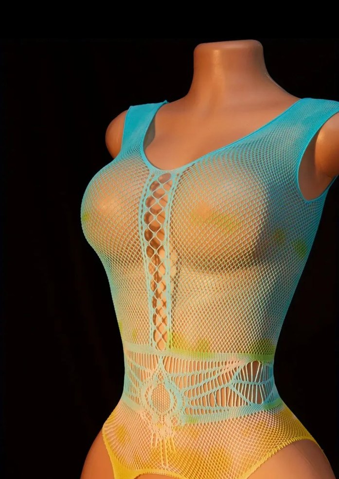 Pastel Renkli  Dantel Detaylı Monokini vucut çorabı fantezi - Görsel 4