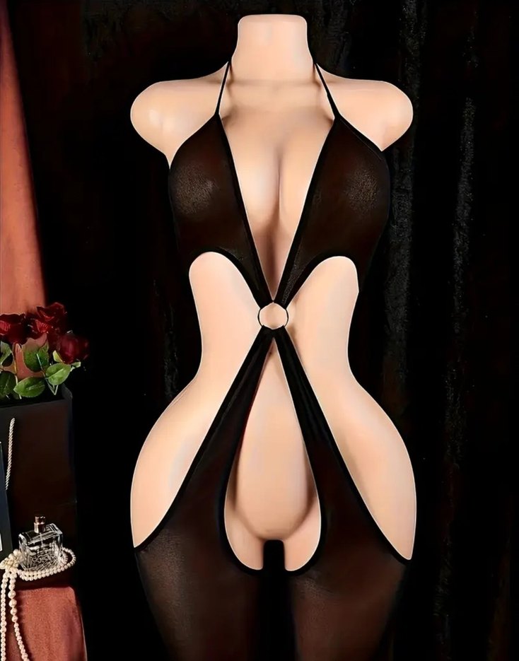 Siyah Elastik Askılı Kadın Monokini - Görsel 4