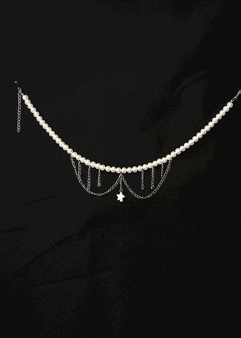 Beden beyaz Renk Zincir Detaylı Beyaz choker Kolye