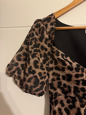 s Beden kahverengi Renk Leopar elbise yeni