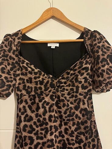 s Beden Leopar elbise yeni