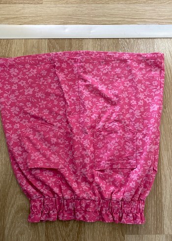 10 Yaş Beden pembe Renk Pembe Çiçek Desenli Düğmeli Mini Etek