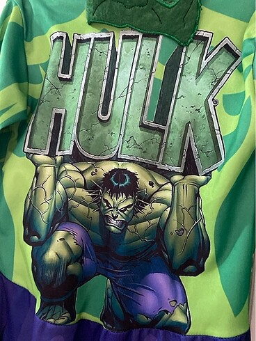 7 Yaş Beden yeşil Renk Hulk kostümü