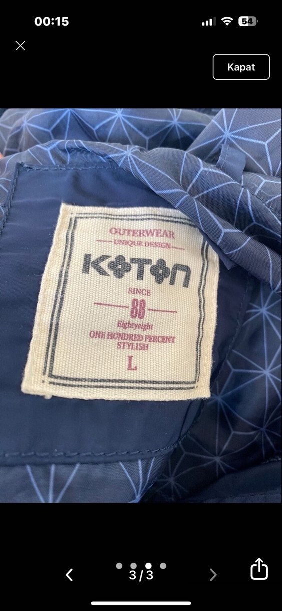 Koton Düğmeli Lacivert Yağmurluk - Görsel 3