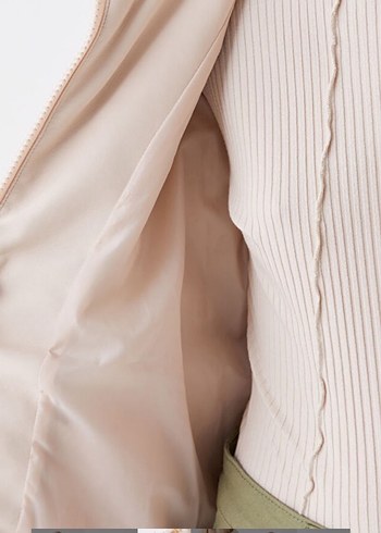 Oversize Bej Kapüşonlu Kadın Kışlık mont - Görsel 6