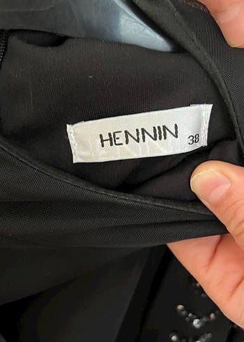 Boncuk İşlemeli Siyah Uzun Abiye Elbise - Görsel 4