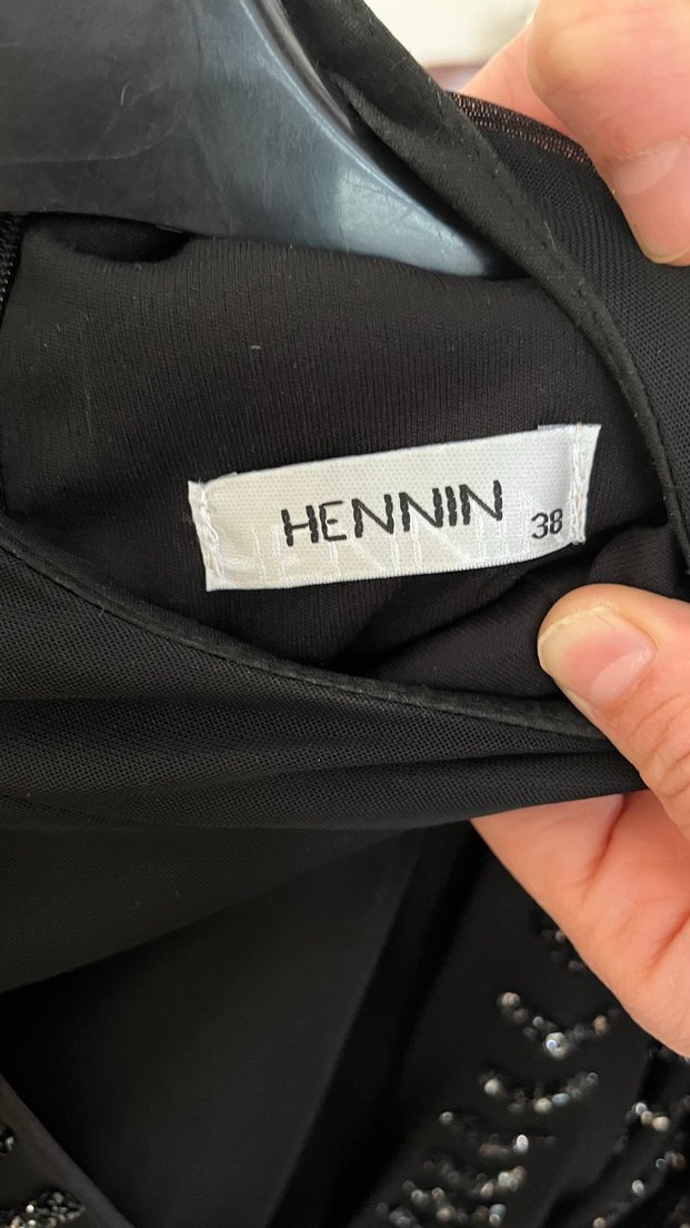 Boncuk İşlemeli Siyah Uzun Abiye Elbise - Görsel 4