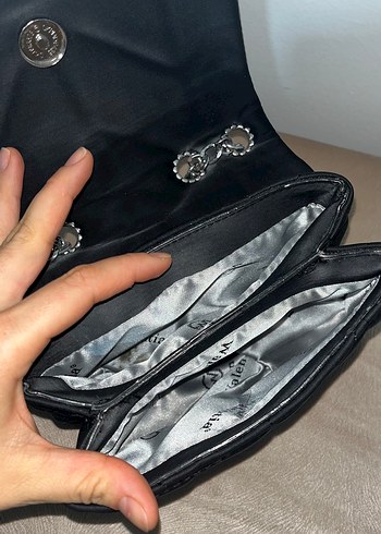 Zincir Detaylı Siyah Deri Kadın Çanta - Görsel 3