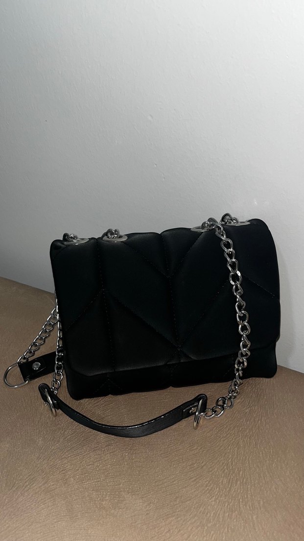 Zincir Detaylı Siyah Deri Kadın Çanta - Görsel 2