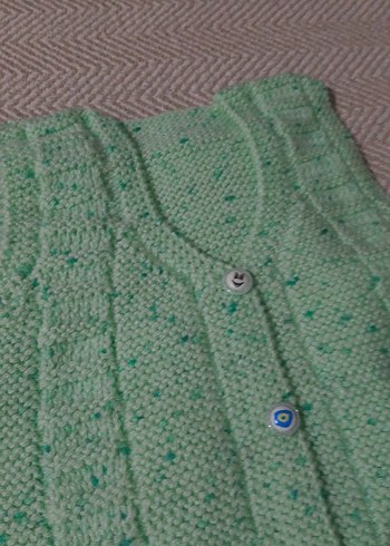 Kız Çocuk Yeşil Örgü Süveter - Görsel 2