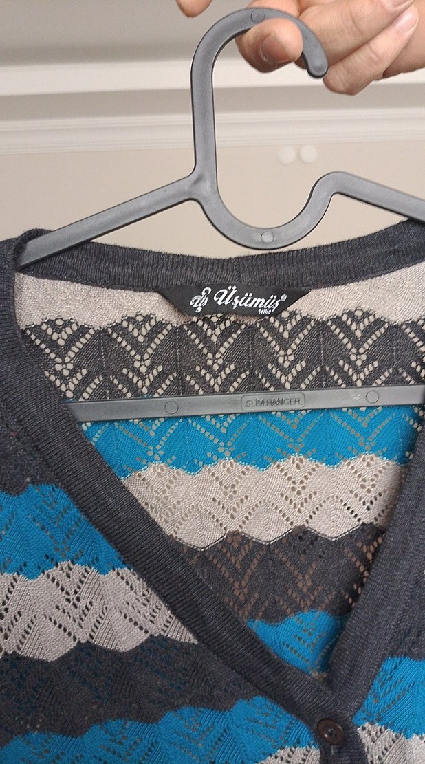 Bohem Tarz Uzun Gri Desenli Kadın Hırka - Görsel 3