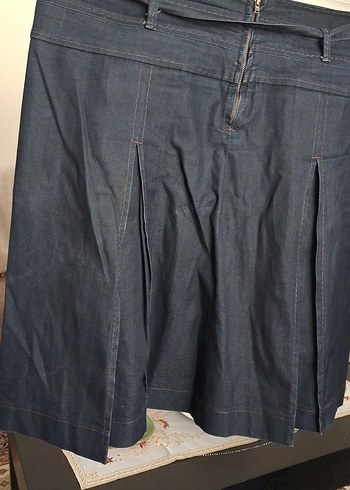 Lacivert Pilili Hamile Midi Etek - Görsel 2