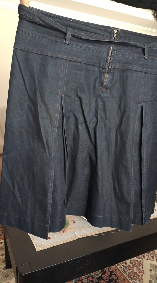 Lacivert Pilili Hamile Midi Etek - Görsel 2