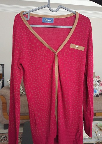 Pembe Uzun Kollu Düğmeli Triko Hırka - Görsel 2