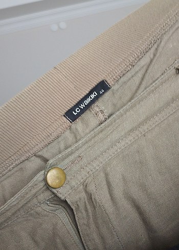 Bej Keten Midi Hamile Eteği - Görsel 2