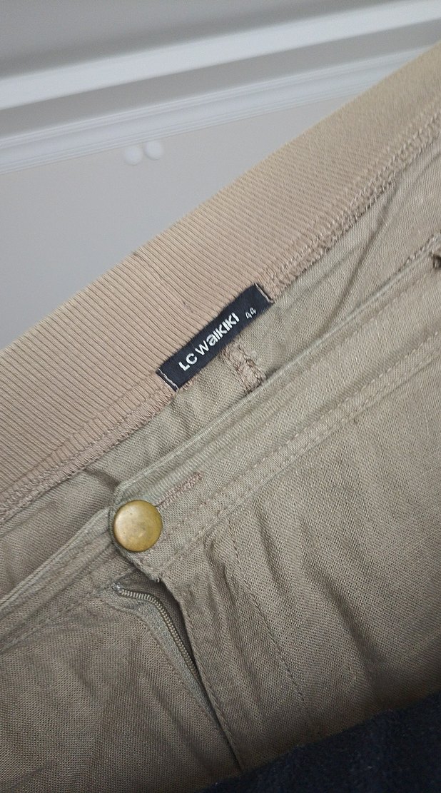 Bej Keten Midi Hamile Eteği - Görsel 2