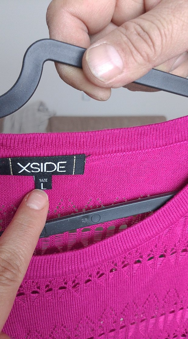 Pembe Örgü Kadın Kısa Kollu Triko - Görsel 3