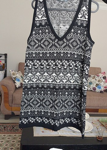 Bohem Desenli V Yakalı Kadın Süveter - Görsel 2