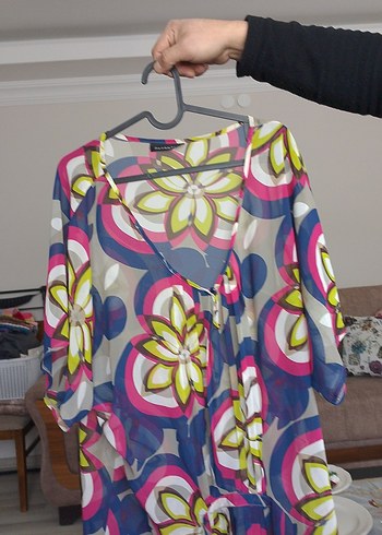 Bohem Çok Renkli Uzun Hamile Tunik - Görsel 2