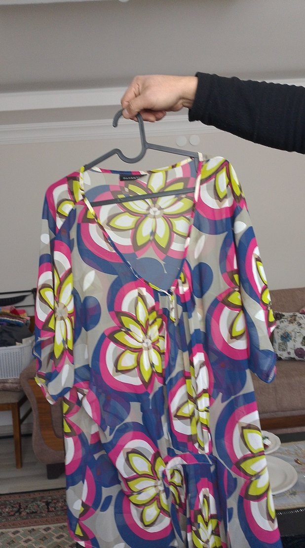 Bohem Çok Renkli Uzun Hamile Tunik - Görsel 2