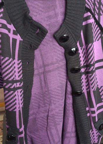 Mor Desenli Düğmeli Hamile Hırkası - Görsel 2