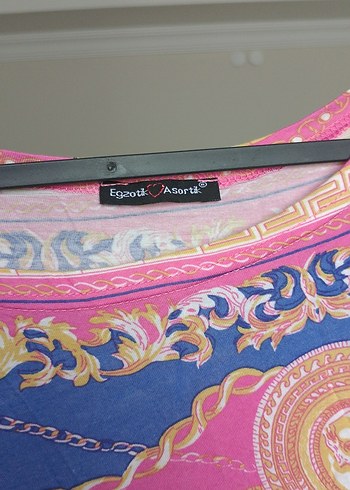 Pembe Bağcıklı Bohem Uzun Hamile Tunik - Görsel 3