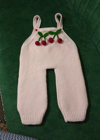 Nakışlı Örgü Beyaz Bebek Kız Tulum - Görsel 4