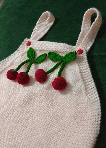 Nakışlı Örgü Beyaz Bebek Kız Tulum - Görsel 3