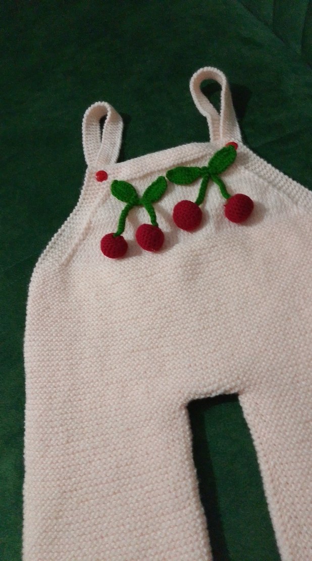 Nakışlı Örgü Beyaz Bebek Kız Tulum - Görsel 2